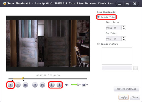 Create title miniatures for DVD menu