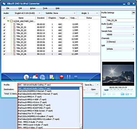 Xilisoft DVD to iPod Converter