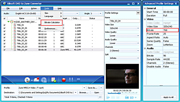 Xilisoft DVD to Zune Converter