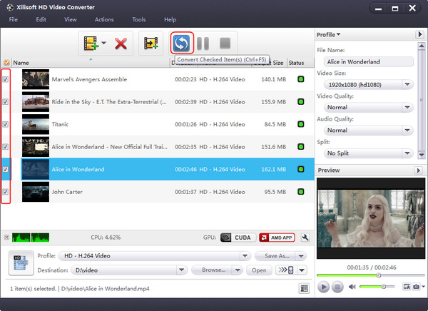 Convert multiple HD video files