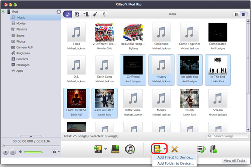 Copy files from Mac to iPod