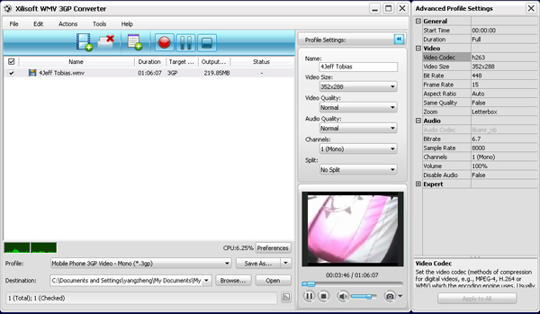 Xilisoft WMV 3GP Converter, Convert WMV to 3GP