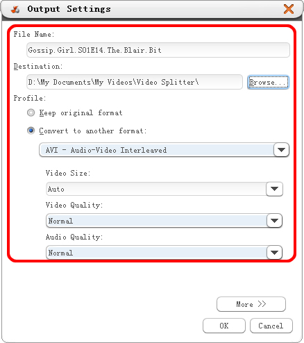 Begin video splitting