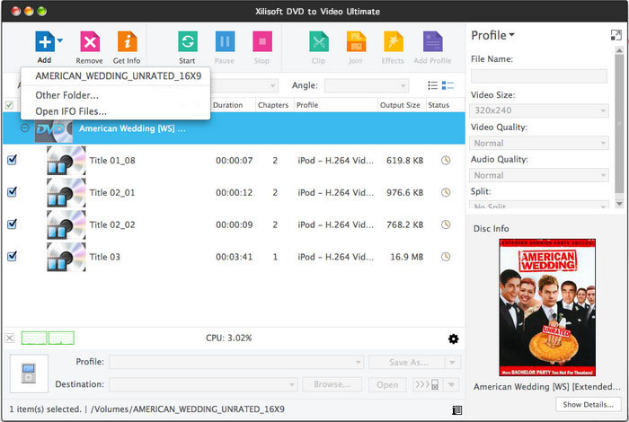 Xilisoft DVD to Video for Mac