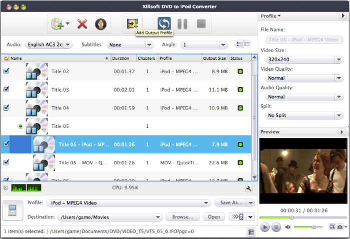 Xilisoft DVD to iPod Converter for Mac
