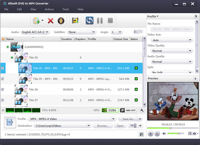 Xilisoft DVD to MP4 Converter - convert DVD to MP4, convert DVD to MPEG4